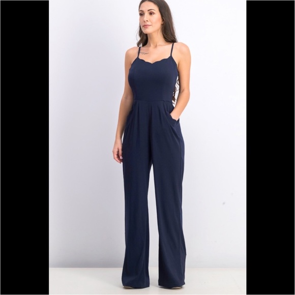 Scallop Detail Petite Jumpsuit - Picture 2 of 3